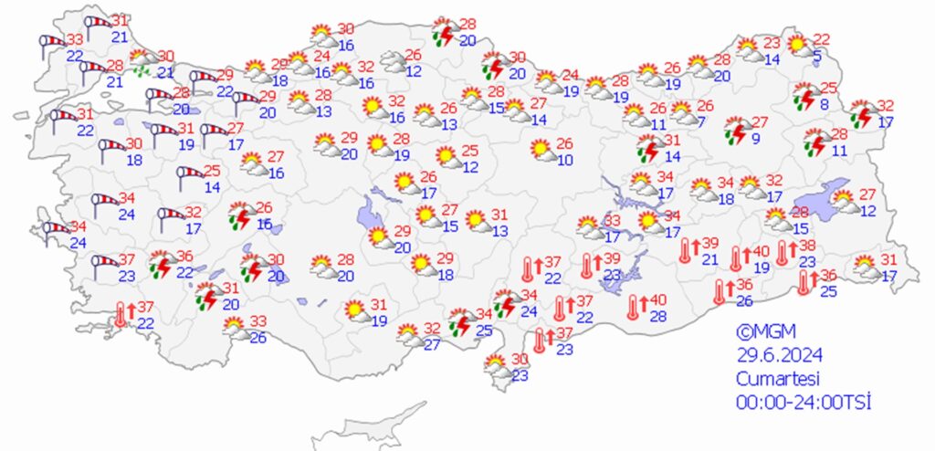 29 Haziran 2024 hava durumu