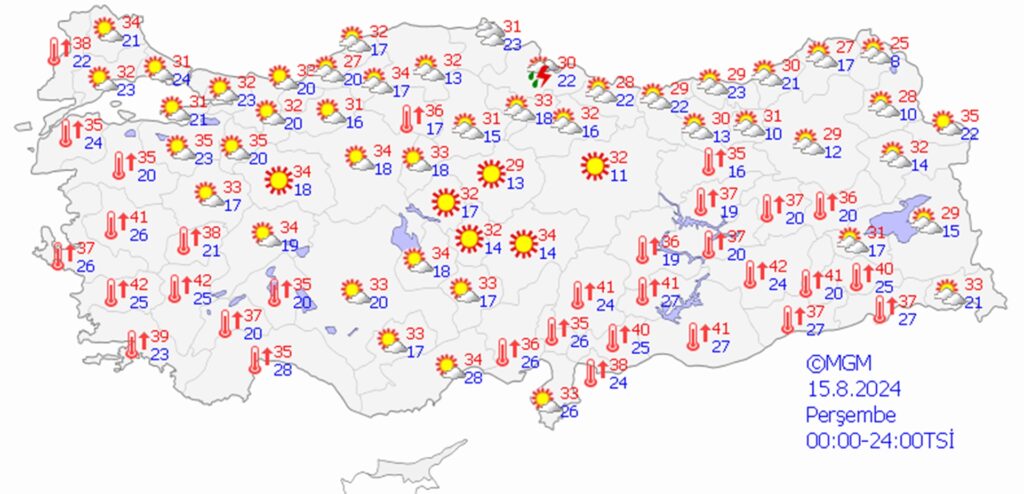 15 ağustos 2024 hava durumu