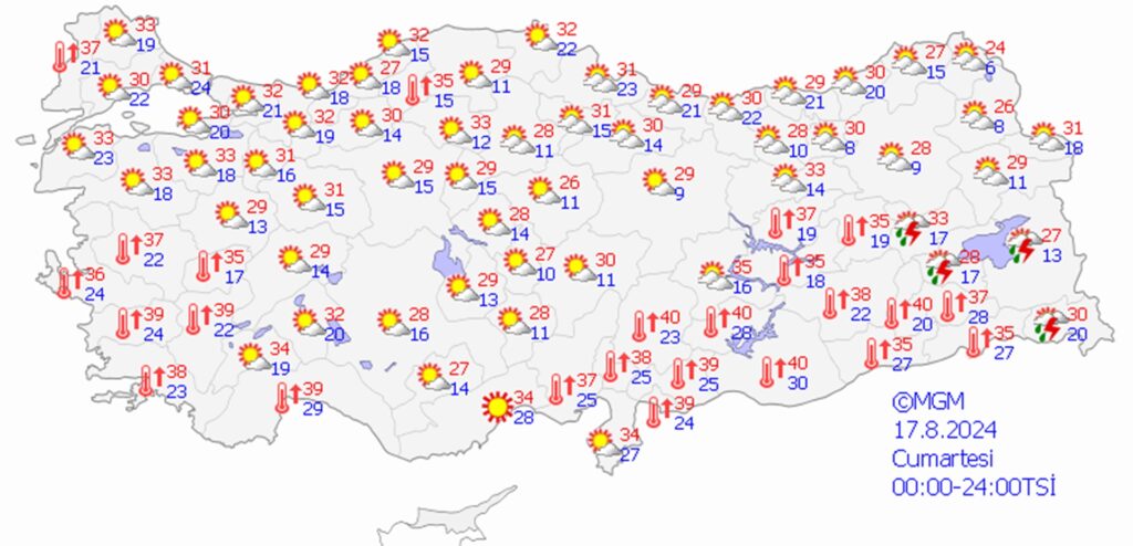 17 ağustos 2024 hava durumu