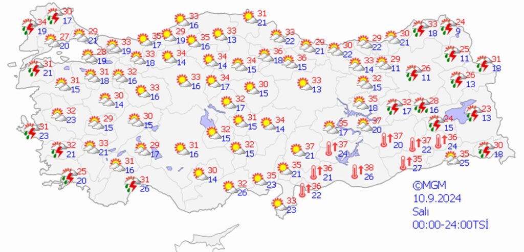 10 eylül 2024 hava durumu