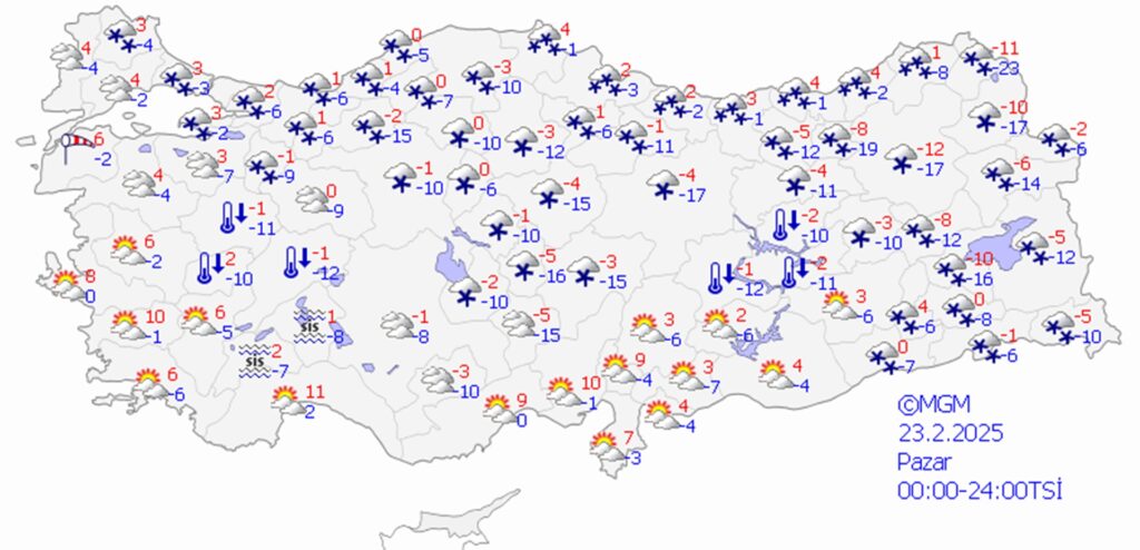 23 Şubat 2025 hava durumu