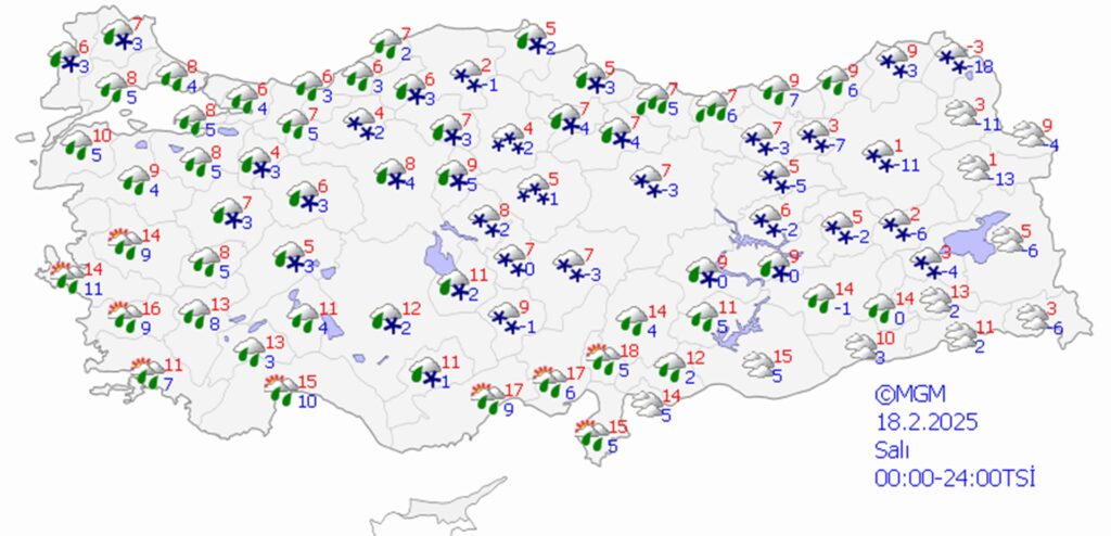 18 Şubat 2025 hava durumu