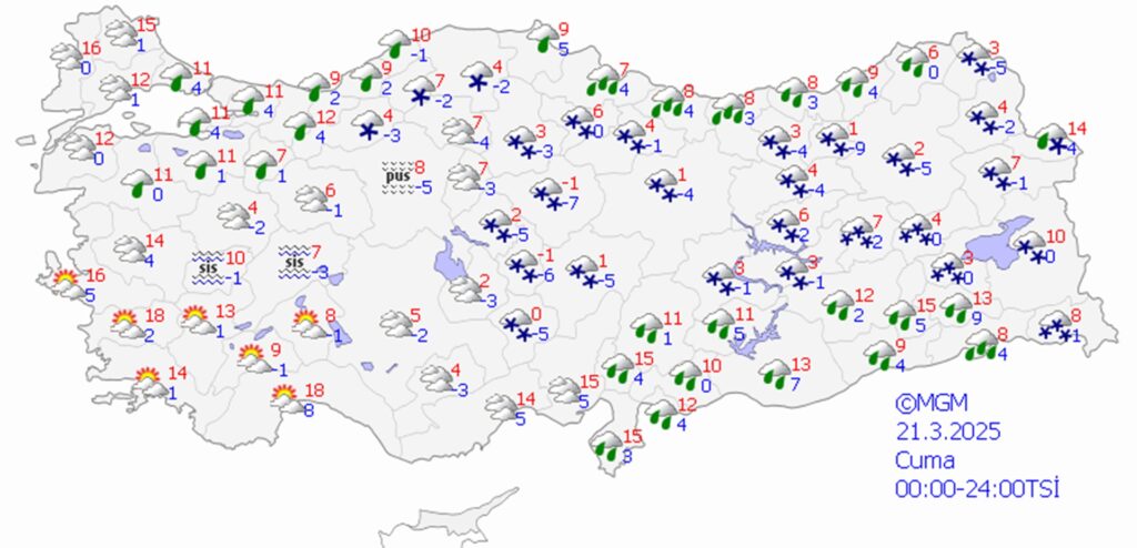 21 Mart 2025 hava durumu