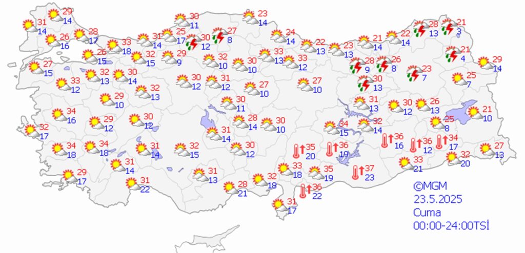 23 Mayıs 2025 hava durumu