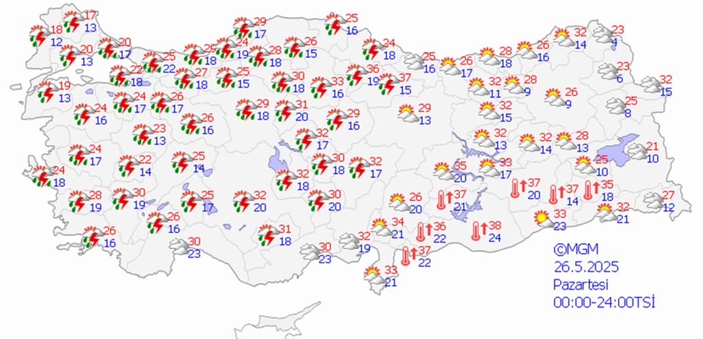26 Mayıs 2025 hava durumu